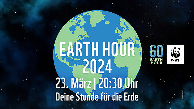 Das Plakat zur Earth Hour mit dem Erdball drauf.