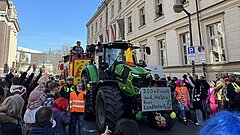 Ein Karnevalswagen beim Rosenmontagszug