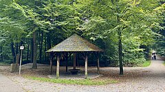 Eine Hütte im Wald